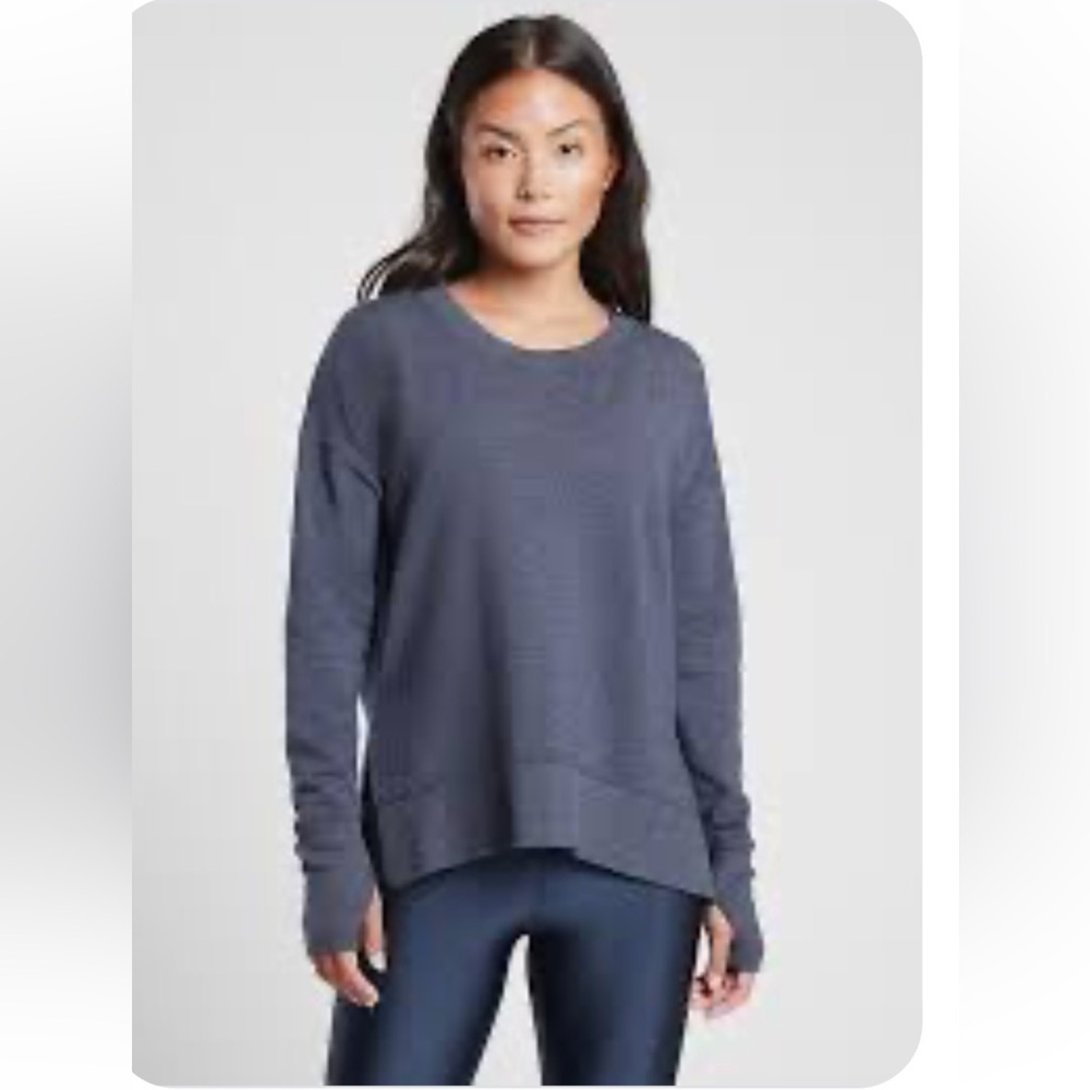 Athleta Balance Pullover Long Sleeve Sweatshirt Speckled Blue‎ Size M